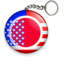 Usa Japan Flag Japanese American Fusion New Keychain Keyfob Chain Ring Gift Idea - £11.10 GBP+
