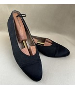 Chanel Ballet Flats Ballerina 37.5 Black Satin Denim Leather Cap Toe - $3,325.76 MXN