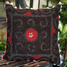 Boho Throw Suzani Pillows, Embroidered Cushion Covers 16x16, Decorative Throw Pi - £10.38 GBP