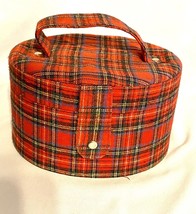 Vintage Plaid Oval Make up Accessory Travel Bag 8 Inch x 6 inch Snap Closure - £12.78 GBP