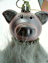 Shatterproof Pig Ballerina Christmas Ornament Necklace Glitter Feathers Ballet - £9.49 GBP