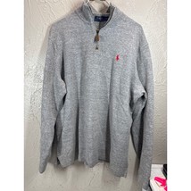Polo Ralph Lauren Pullover Sweater Mens Heather Gray 1/4 Zip Red Pony Si... - $650.93 MXN