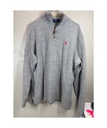 Polo Ralph Lauren Pullover Sweater Mens Heather Gray 1/4 Zip Red Pony Si... - $650.93 MXN