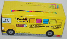 Post-it Super Sticky Notes Classroom Value Pack 24 Pads School Bus NEW - £23.72 GBP