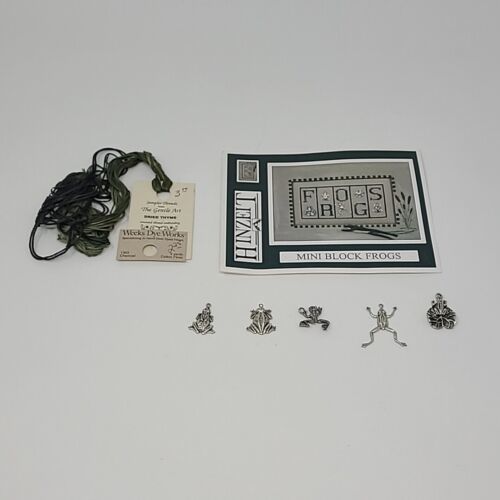 Hinzeit Mini Block Frogs Cross Stitch Pattern with 5 Frog Accessory Charms - $19.79