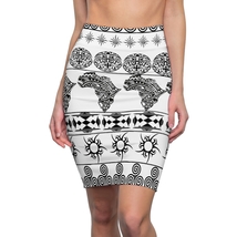 White Skirt - Women&#39;s Pencil Skirt - Tribal Print Office Skirt - $747.76 MXN