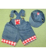 DAN DEE BUTTERY SOFT DRESS ME DENIM OVERALLS WITH HAT CLOTHING 2 PIECE S... - £10.40 GBP