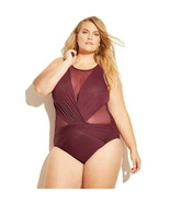 Aqua Green Ladies Plus Size Mesh Inset One Piece Swimsuit Plum Plus Size... - £22.79 GBP