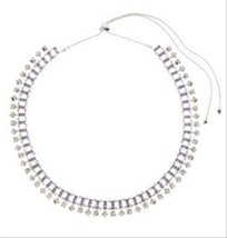 Kendra Scott Silver Necklace Bib Collar Purple Crystals Statement - $74.24