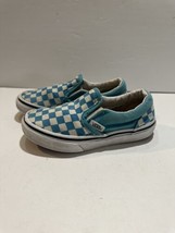 VANS Classic Slip On Blue White Checkered Canvas Skate Shoes kids Size 12.5 - $13.72