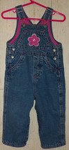 BABY GIRLS CHILDREN&#39;S PLACE FLEECE LINED DISTRESSED BLUE JEAN OVERALLS  ... - $23.33
