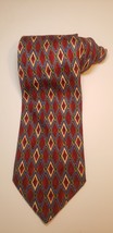 Ermenegildo Egna Geometric Diamond Red Silk Tie Italy - $23.99