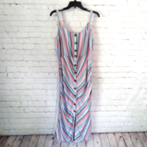 George. Womens Dress 12 Pink Blue Striped Sleeveless Sundress Linen Blend - $19.98
