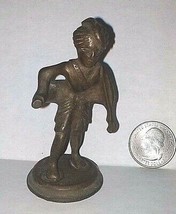 Miniature India Bronze Figurine Water Boy w/ water Skin &amp; Turban Gunga Din 3&quot; - £15.78 GBP