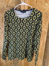jones new york xl geometric long sleeve cotton top - $14.85