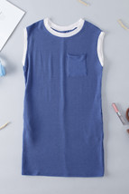 Sail Blue Rib Textured Cap Sleeve T-Shirt Dress - $243.71 MXN