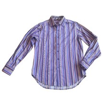 Robert Graham Purple Stripe Button-Down Shirt Dress Casual Size Medium M... - $54.42