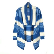 Womens Size Small Love Stitch Blue Striped Pattern Open Knit Cardigan Sweater - £30.64 GBP
