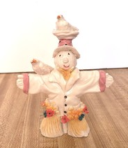 Pumpkin Head Scarecrow Figurine with Birds and Flowers 5&quot; Tall CHIPPED Vintage - £5.57 GBP