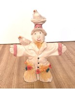 Pumpkin Head Scarecrow Figurine with Birds and Flowers 5&quot; Tall CHIPPED V... - £5.41 GBP