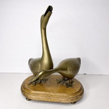 Vintage Pair of Solid Brass Geese Mid Century Modern Brass Figurines Statues - £30.97 GBP