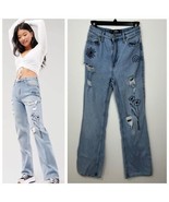 Hollister Ultra High-Rise Floral Embroidered Dad Jeans Size 1R waist 25 - $464.44 MXN