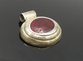 ATI MEXICO 925 Sterling Silver - Vintage Jasper Oval Dome Slide Pendant - PT7008 - £35.56 GBP