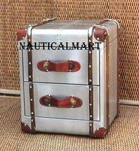 NauticalMart Aviator Bedside Trunk Metal End Table with 2 Drawers Hotel Furnitur - £797.75 GBP