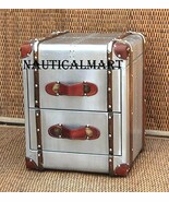 NauticalMart Aviator Bedside Trunk Metal End Table with 2 Drawers Hotel ... - $18,969.50 MXN