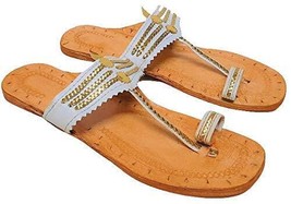 Women&#39;s Kolhapuri Soft Leather Chappal ethnic ST13 Jesus flat Jutti US Size 5-12 - £28.89 GBP