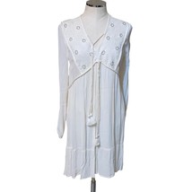 Knox Rose Floral Eyelet Long Sleeve Bohemian Dress Size Small Cream White - £24.81 GBP
