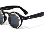 Vintage Flip Up 80&#39;s Retro Round Steampunk Circle Sunglasses W-312-FLIP ... - $8.77+