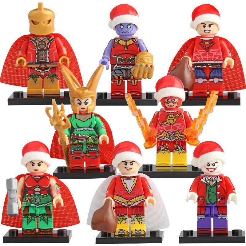 8Pcs Thanos The Flash Shazam Jane Foster Christmas Edition Marvel Minifigures