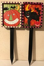 Halloween Whimsy Yard Garden Stakes ~ Pumpkin or Black Cat Theme 30&quot; Tal... - $9.94