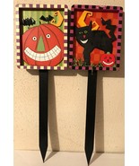 Halloween Whimsy Yard Garden Stakes ~ Pumpkin or Black Cat Theme 30&quot; Tal... - £7.94 GBP