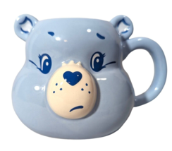 Care Bears Blue Grumpy Bear 3D Sculpted Ceramic Mug Holds 20 oz Silver Buffalo - £16.79 GBP