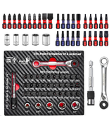 37-Pc Impact Screwdriver Bit &amp; Socket Set w/ Mini Ratchet + Bit Extensio... - $25.72