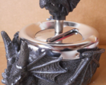Guardian Dragon Spin Pushdown Top Fantasy Medieval Black Resin Ashtray T... - $22.55