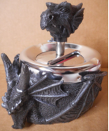 Guardian Dragon Spin Pushdown Top Fantasy Medieval Black Resin Ashtray T... - £17.67 GBP