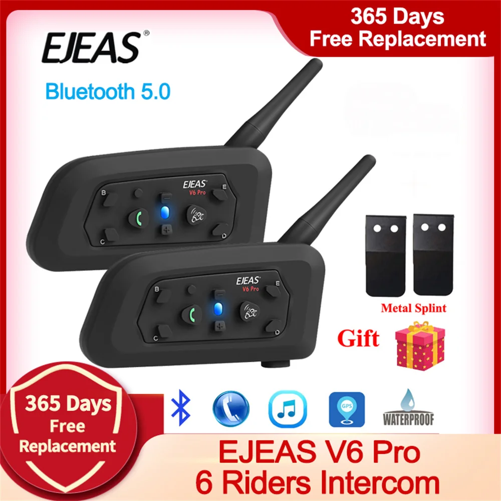 EJEAS V6 Pro Helmet Intercom Headset Motorcycle Bluetooth 1200m  Interphone Comm - £189.28 GBP