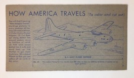 Nabisco Shredded Wheat How America Travels Color Cut Out Card Flying Fortress - £7.19 GBP