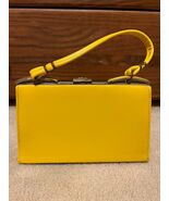 1960s Vintage Yellow Patent Leather Structured Top Handle Handbag - $99.99