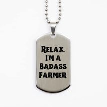 An item in the Sports Mem, Cards & Fan Shop category: Inappropriate Farmer, Relax. I'm a Badass Farmer, Inappropriate Silver Dog Tag f