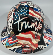 New Full Brim Hard Hat Custom Hydro Dipped Trump 2024 Sticker Bomb - £51.44 GBP
