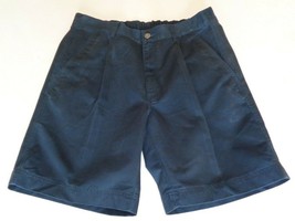 Roundtree &amp; Yorke Size 30 ELASTIC WAIST Navy Blue Pleated New Mens Shorts - $54.45