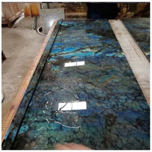 Labradorite Stone Dining &amp; Kitchen Table Slab Handmade Rectangular Furniture - £1,044.19 GBP