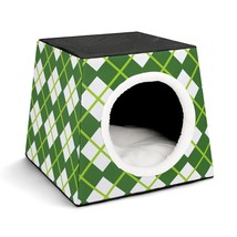 Mondxflaur Green Grid Cat Beds for Indoor Cats Cave Bed 3 in 1 Pet House - £26.37 GBP