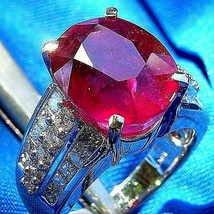 Earth mined Ruby Diamond Engagement Ring Vintage Style Solitaire 18k White Gold - $20,705.25