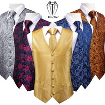 Silk Mens Slim Fit 4pcs Vest Necktie Pocket Square Cufflinks - £32.20 GBP