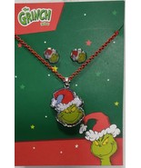 Dr. Seuss &quot;The Grinch&quot; in Santa Hat Christmas Holiday Necklace &amp; Earring... - $273.16 MXN
